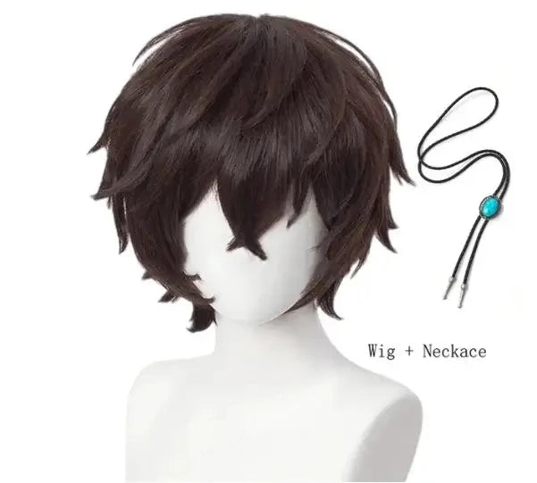 High Quality Dazai Osamu Cosplay Wig Anime Bungo Stray Dogs Cosplay Short Brown Heat Resistant Synthetic Hair Wigs
