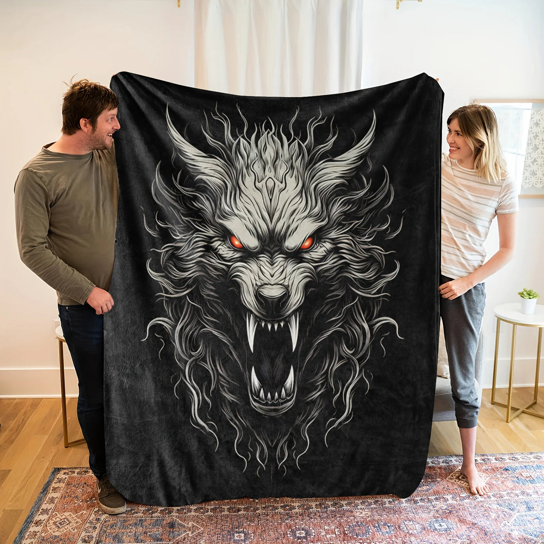1pc Wolf Head Blanket - Soft Flannel-like Texture, HD Digital Print - All-Season Couch, Bed, Camping Throw - Perfect Gift for Wo