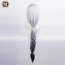 Load image into Gallery viewer, UWOWO Genshin Impact Shenhe Cosplay Wig 100CM Sliver-Grey Long Hair Game Liyue Cryo Shen He Character Halloween Wigs
