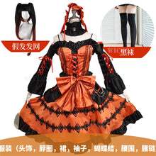 Load image into Gallery viewer, DATE A LIVE Tokisaki Kurumi Cosplay Costume Wig With Bangs Clip Ponytails Comic Con Nightmare Black Long Ponytials Wig Costumes
