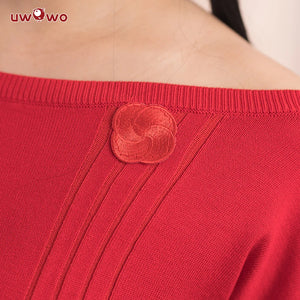In Stock UWOWO Anime Yor Forger Cosplay Winter Sweater Yor Forger Dress Cosplay Outfit Halloween Costumes Casual Red Sweater