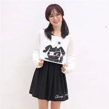 Load image into Gallery viewer, Japanese Kawaii Bunny Rabbit Lolita Dress Cute Comic Black Two Piece Set Cosplay Long Sleeve Casual Loose Girl Mini Dresses 2022
