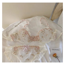 Load image into Gallery viewer, MOYISU New Arrival Luxury Pure Desire Lace Tulle Sexy Panties Lingerie Set Lilacs Embroidery Girl Boobs Big Size Big Boobs Small
