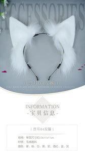 Cat Ear Headband Kawaii Fox Ear Lolita Cosplay Headwear Japanese Fluffy Hair Accessories Adjustable Ear Jk Role Play Headdress