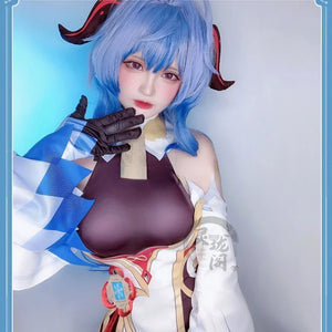 Game Genshin Impact Cosplay Ganyu Costume Shoes Horns Wig Cosplay Anime Game Gan Yu Women Outfit Anime Halloween Party Fancy