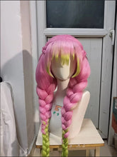 Load image into Gallery viewer, Demon Slayer Kanroji Mitsuri Cosplay Wig Ombre Pink Corn Perm Plait Synthetic Long Braided Wig Anime Coser Cute Girl Wig Party
