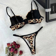 Load image into Gallery viewer, Sexy Leopard Print Bra And Panties Set Comfortable Push Up Lingerie Set
