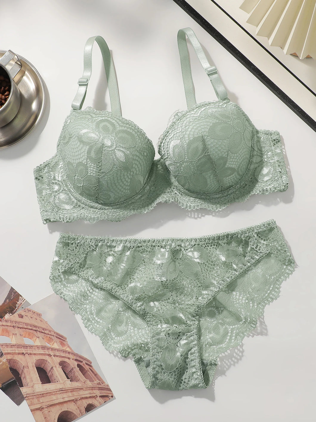 Bestseller Women's Lace Underwire Bra Set with Padded Push Up Cups Sexy Comfortable Lingerie Bikini Set S-XL Viomisha