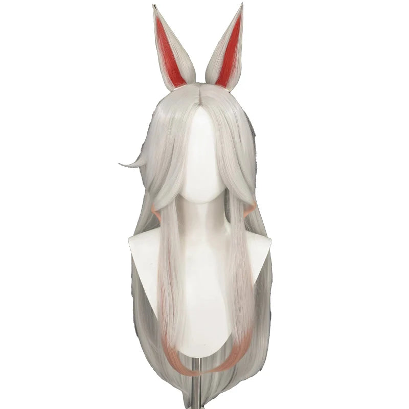 UWOWOW Ahri Wig Game League of Legends/LOL: Immortalized Legend Ahri Cosplay Wig Long Hair with Ear White Silver Hair 80CM