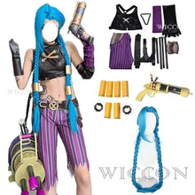 Load image into Gallery viewer, Anime Game LOL Arcane Cosplay Costume Crit Loli Jinx Cosplay Loose Cannon Cosplay Outfit Shoes Wig Sexy Women Carnival Costume
