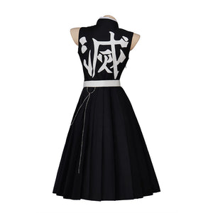 In Stock Anime Female Uzui Tengen Himejima Gyomei Cosplay Suit Women Sexy Black Dress Uzui Tengen Kimono Suit Halloween