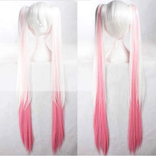Load image into Gallery viewer, HAIRJOY Synthetic Hair Long Straight Green Cosplay Wig with 2 Clips in ponytails Vocaloid Hatsune Miku Costume Wig
