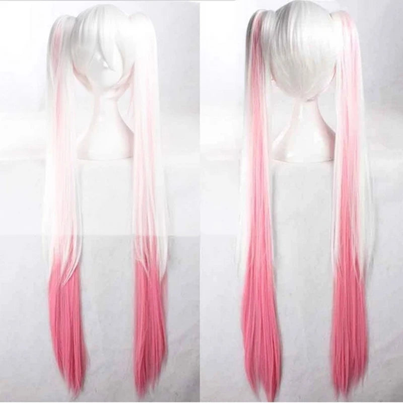 HAIRJOY Synthetic Hair Long Straight Green Cosplay Wig with 2 Clips in ponytails Vocaloid Hatsune Miku Costume Wig