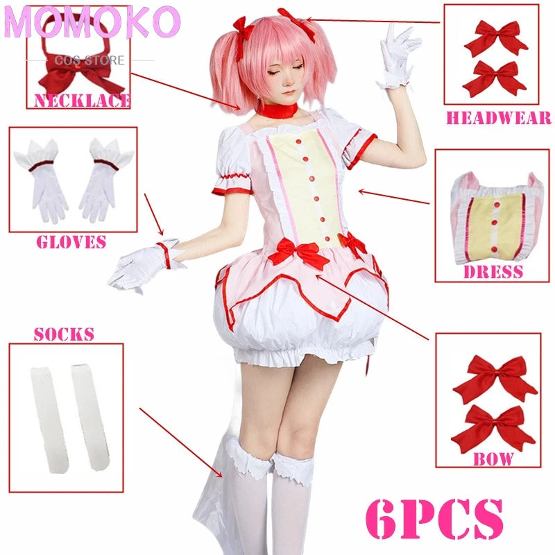 Cosplay Anime Magical Girl Kaname Madoka Cosplay Costume Bow Arrow Magica Kaname Dress Wig Kaname Madoka Outfits for Comic Con