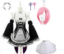 Load image into Gallery viewer, Anime Ram Rem Lolita Maid Cosplay Costumes Vestido Re:zero Kara Hajimeru Isekai Seikatsu Halloween Costumes for Women Loli Dress
