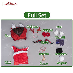 In Stock UWOWO Christmas Ganyu Cosplay Game Genshin Impact Fanart Cos Ganyu Costume Halloween Carnival Cosplay Outfits Role Play