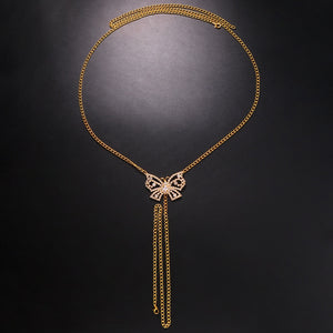 Crystal Butterfly Pendant Waist Body Chain Bikini Panties Belly   Thong G String  Jewelry Women