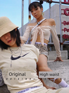 Original High Waist Wide Brim Letter Belt Solid Color Cotton Comfortable Antibacterial Sports Sexy Hiphop Women's Underwear