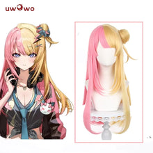 Load image into Gallery viewer, IN STOCK UWOWO Nijisanjien Kotoka Torahime Cosplay Wig Pink and Golden Long Hair Heat Resistant Halloween Cosplay Wigs
