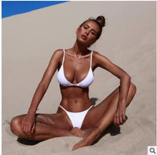 Load image into Gallery viewer, Multi-Color Real Shot Solid Color Best Selling Bikini Swimsuit Bikini Three-Point Vacation Beach Swimsuit Suit Swimwear Women
