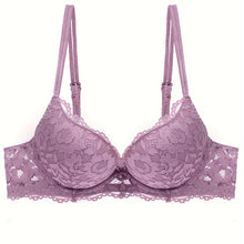 Load image into Gallery viewer, Lace Mesh Hollow Everyday Bra, Comfort &amp; Mature Double Strap Thick Cup Push Up Intimates Bra, Women&#39;s Lingerie &amp; Underwear
