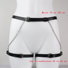 Load image into Gallery viewer, Fashion Leather Harness Garter Belt Stocking Sexy Women Suspender Body Bondage Leg Strap Cage Waist Band Metal Chains Decoration
