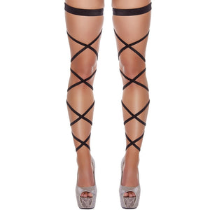 Gothic Punk Cross Bandage Leg Wraps Harness Pole Dance Lingerie Sexy Hot Erotic High Thigh Stockings For Women Costumes