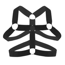Load image into Gallery viewer, CLEVER-MENMODE Harness Men Strap Costume Sexy Shoulder Bondage Chest Lingerie Metal Ring Elastic Belt Erotic Hombre Hollow
