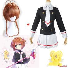 Load image into Gallery viewer, Anime Kinomoto Sakura Cosplay Costume Card Captor JK Uniforms Suit Girl&#39;s Sailor Suit Cerberus Doll and Sakura Wig+Free Wig Cap - CosCouture
