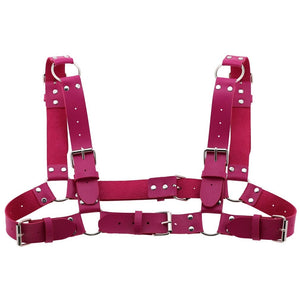 Women Men Sexy Punk Chest Harness Adjustable Caged Metal Body Chain PU Leather Choker Statement Necklace Party Clubwear