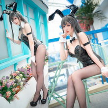 Load image into Gallery viewer, ROLECOS Sakurajima Mai Anime Cosplay Costume Women Sexy Costume Bunny Girl Cosplay Wigs Shiny Leather Jumpsuit Party Bodysuit - CosCouture
