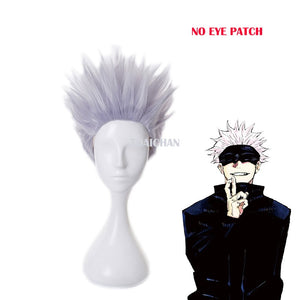 Gojo Satoru Cosplay Wigs Anime Jujutsu Kaisen Gojo Short Heat Resistant Synthetic Hair with Wig Cap - CosCouture