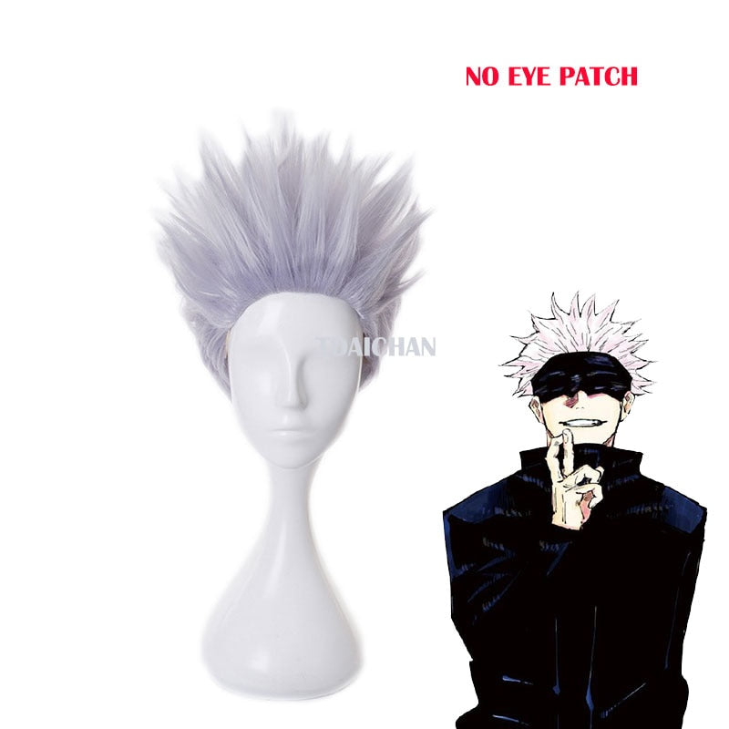 Gojo Satoru Cosplay Wigs Anime Jujutsu Kaisen Gojo Short Heat Resistant Synthetic Hair with Wig Cap - CosCouture