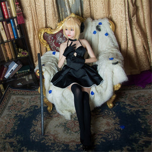 Women Anime FGO Zero Fate Black Dress Fate Stay Night Saber Alter Arturia Pendragon Cosplay Costume Halloween Costume for Women - CosCouture