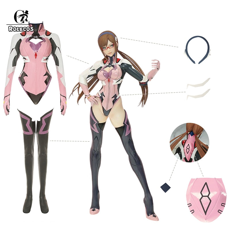 ROLECOS EVA Cosplay Makinami Mari Cosplay Costume Anime EVA Cosplay Costumes Makinami Cosplay Sexy Bodysuit Jumpsuit Costume Set - CosCouture