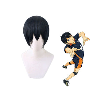 Haikyuu!! Kageyama Tobio Black Blue Short Wig Cosplay Costume Heat Resistant Synthetic Hair Haikiyu Karasuno Men Women Wigs - CosCouture