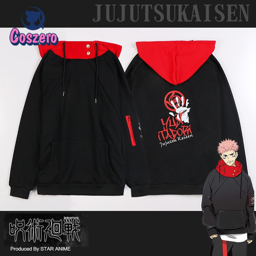 New Anime Jujutsu Kaisen Pullover Coat Men Women Casual Hoodie Jacket Cosplay Black Streetwear Harajuku Yuji Itadori Sweatshirts - CosCouture