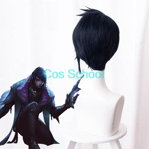 Cos School Aphelios Wig LOL League of Legends Aphelios Cosplay Wigs Blue Short Hair+Wig Cap Halloween Game Play Wigs - CosCouture