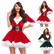 Load image into Gallery viewer, Women Christmas Dress Sexy Santa Claus Hoodie Cosplay Costumes Women Evening Party Clothes Winter Warm Dresses Vestidos De Festa
