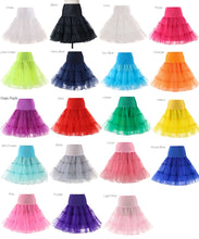 Load image into Gallery viewer, Free Short Organza Halloween Petticoat Lolita Rockabilly Ruffle Vintage Women&#39;s 50s Crinoline Tutu Underskirt 26&quot; For Cosplay
