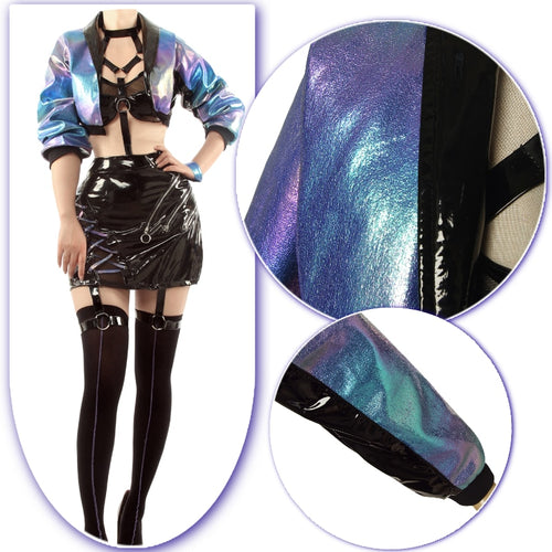 ROLECOS Game LOL KDA Cosplay Costume Evelynn Cosplay Costume Women Sexy KDA All Out Evelynn Comtume Halloween Bra Skirt Full Set - CosCouture