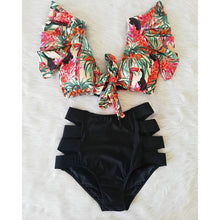 Load image into Gallery viewer, High Waist Ruffled Sexy Bikini Set 2022 Flounce Biquini Swimwear Women Two Pieces Swimsuit Floral Beachwear V-Neck Bathing Suit
