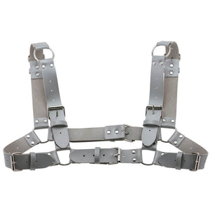 Women Men Sexy Punk Chest Harness Adjustable Caged Metal Body Chain PU Leather Choker Statement Necklace Party Clubwear