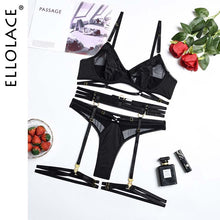 Load image into Gallery viewer, Ellolace Lingerie Women&#39;s Underwear Set Lace Sensual Erotic Bilizna Brief Sets Garters Transparent Seamless Sexy Mujer Puta
