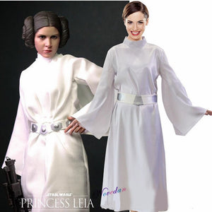 Princess Leia Slave Cosplay Costume White Long Dress Robe Gown Sets - CosCouture