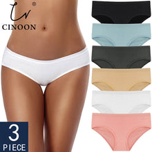 Load image into Gallery viewer, CINOON 3PCS/Set Women&#39;s Panties Cotton Underwear Solid Color Briefs Girls Low-Rise Soft Panty Women Underpants Female Lingerie
