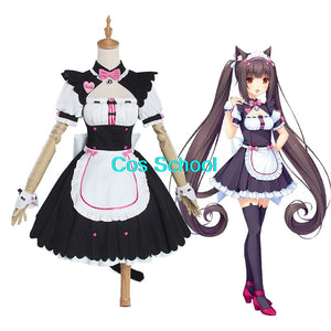 Anime Nekopara Cosplay Wigs Chocolat and Vanilla Costume Women's Dresss Nekopara Maid Uniform Set Halloween Show Skirt - CosCouture