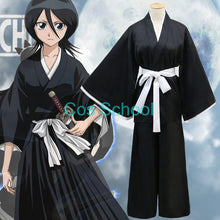 Load image into Gallery viewer, Cos School Bleach Kuchiki Rukia Cosplay Costume Rukia Kuchiki Wigs and Kimono Uniform Sets Die Pa Bleach Costumes - CosCouture

