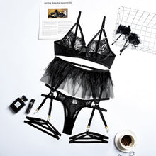 Load image into Gallery viewer, Yimunancy 3-Piece Lace Bra Set Women Bandage Lingerie Set Ladies 3 Colors Sexy Underwear Set with Underwire
