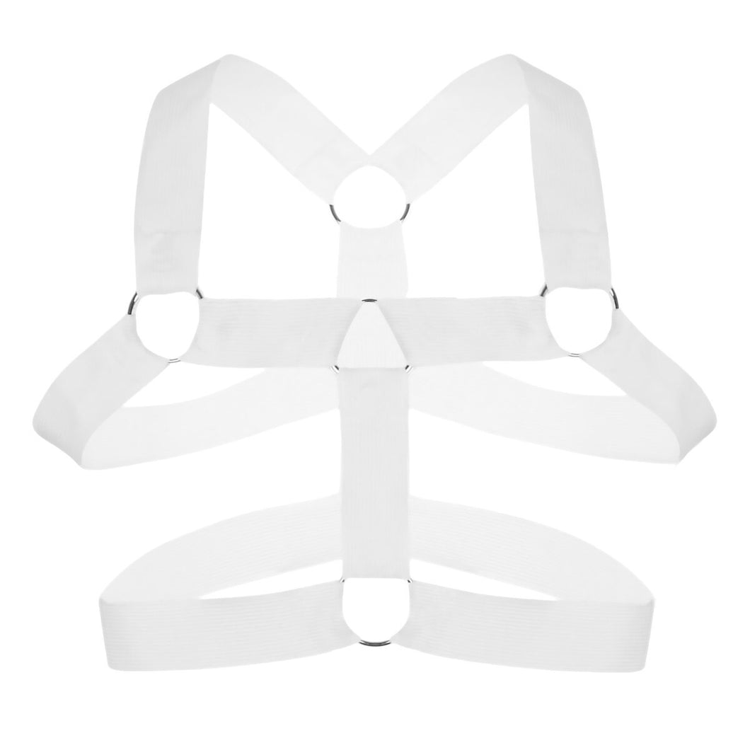 CLEVER-MENMODE Harness Men Strap Costume Sexy Shoulder Bondage Chest Lingerie Metal Ring Elastic Belt Erotic Hombre Hollow